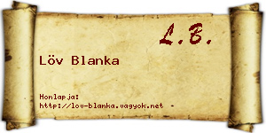 Löv Blanka névjegykártya